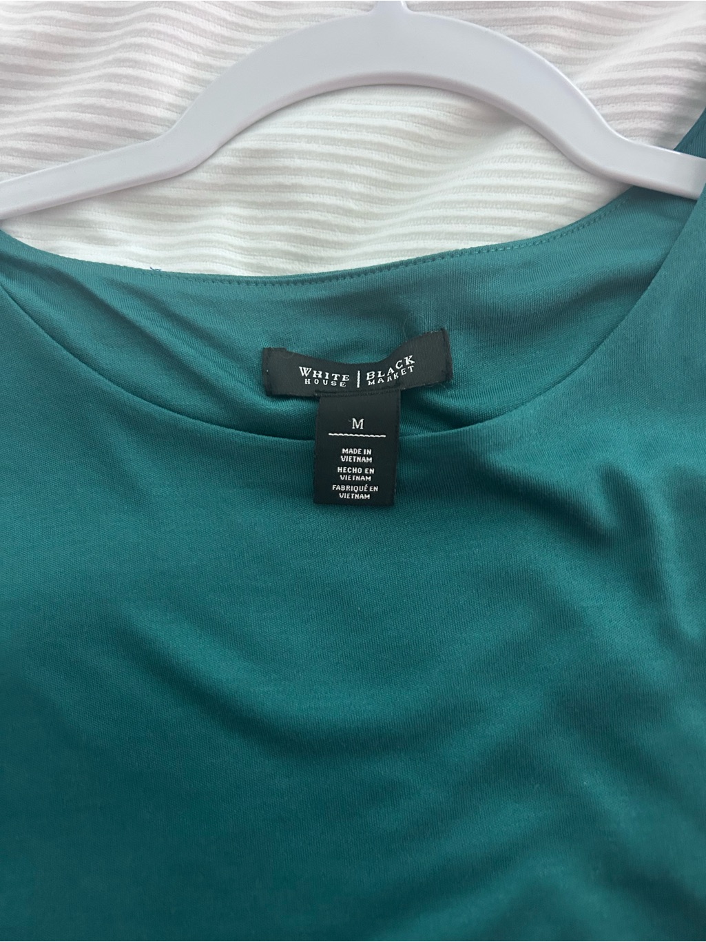 White House Black Market Teal Boatneck Top Med — image 2 of 3